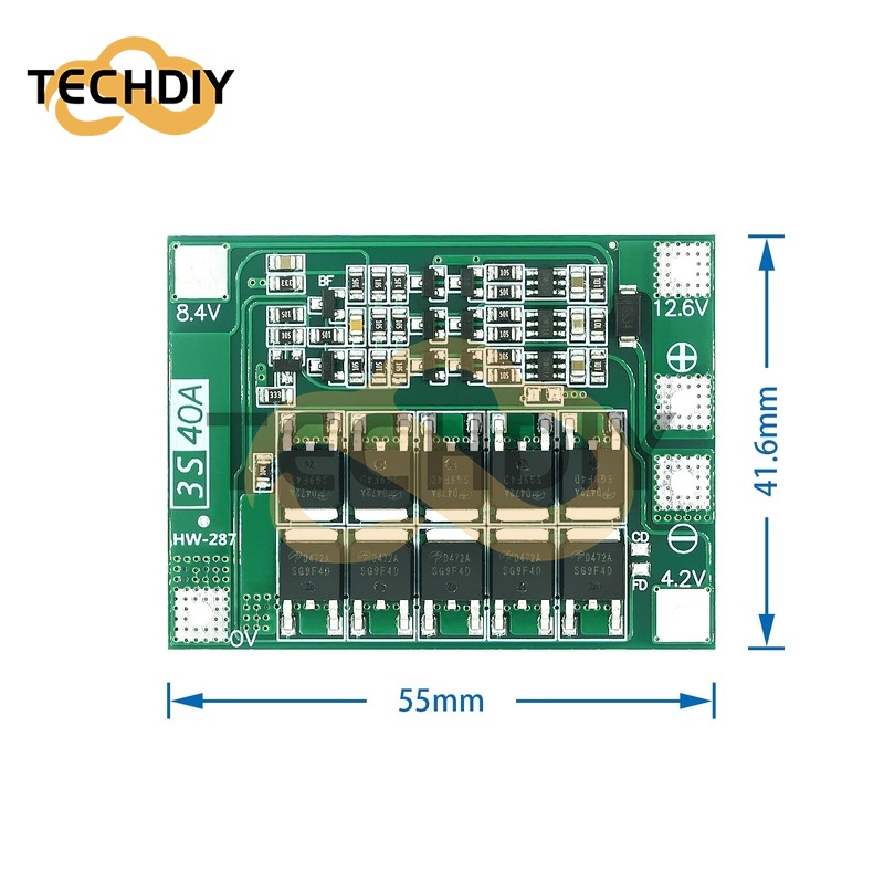 Bảng Mạch Bảo Vệ Pin Li-ion 3S 4S 25A 30A 40A 18650 BMS Dành Cho Động Cơ Khoan 11.1V 12.6V/14.8V 16.8V
