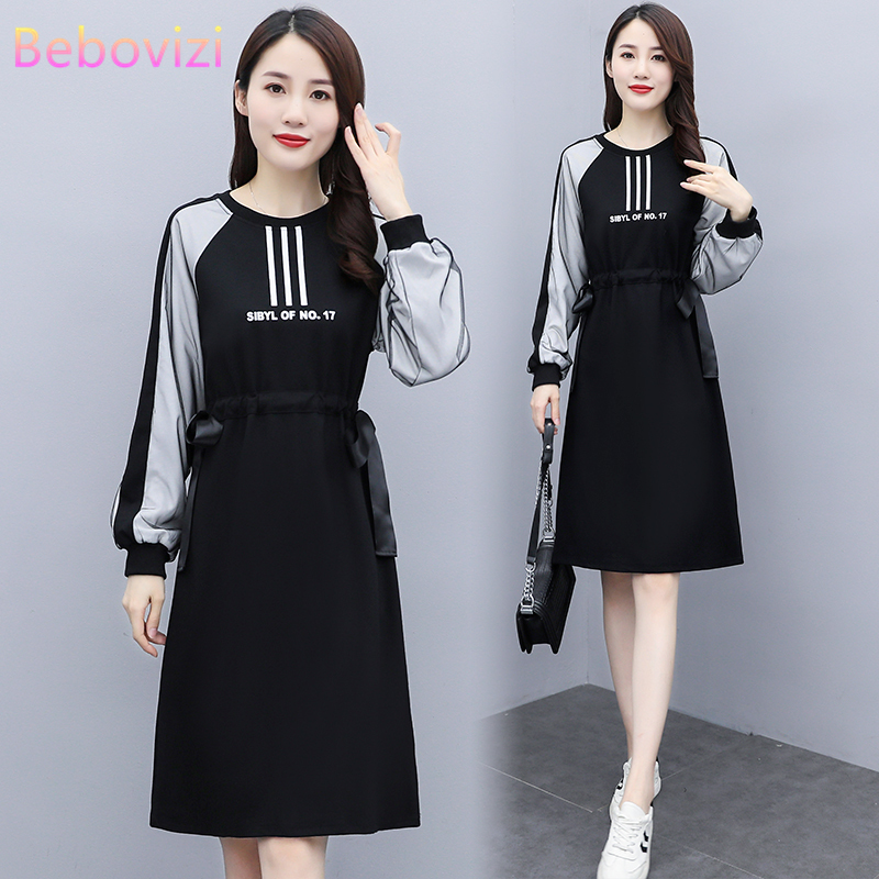 L-5XL Oversize Casual Loose Long Sleeve Dinner Party Midi Dresses Lady Korean Fashion Dress Plus Size Women's Clothing | BigBuy360 - bigbuy360.vn