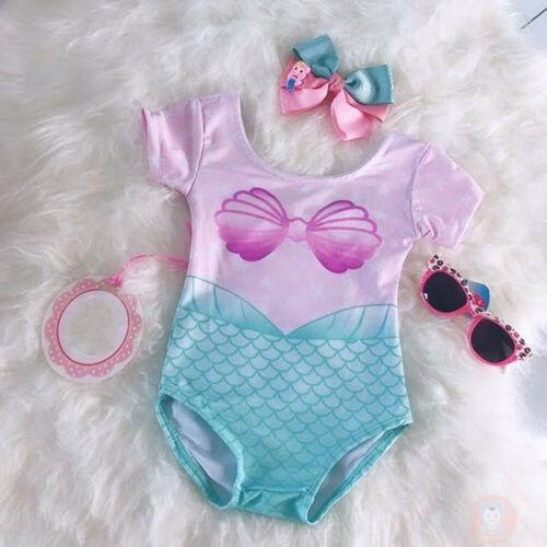 Bộ Đồ Bơi Tay Ngắn In Hình Nàng Tiên Cá Dễ Thương Cho Bé Gái LAA6-Kids