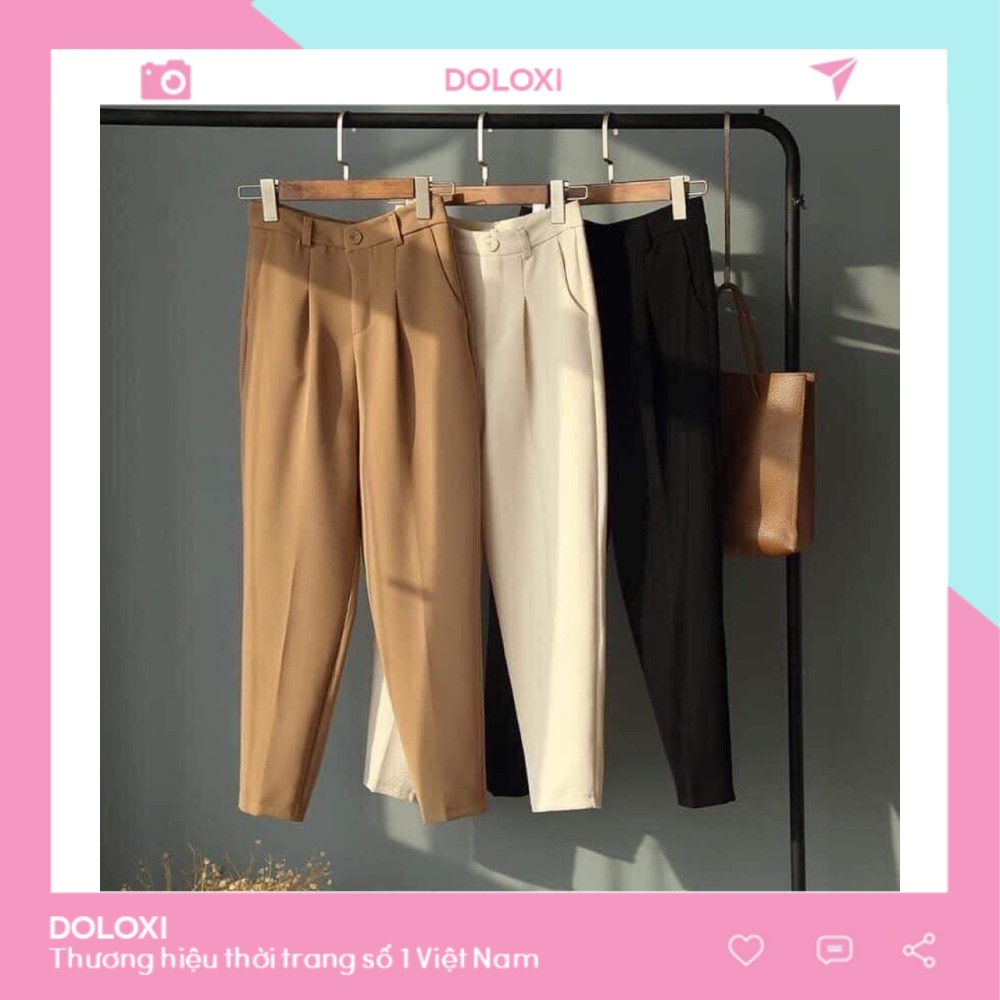 [Rẻ vô địch] [Ảnh thật] Quần tây nữ lưng cao dáng baggy công sở đẹp Hàn Quốc DL007