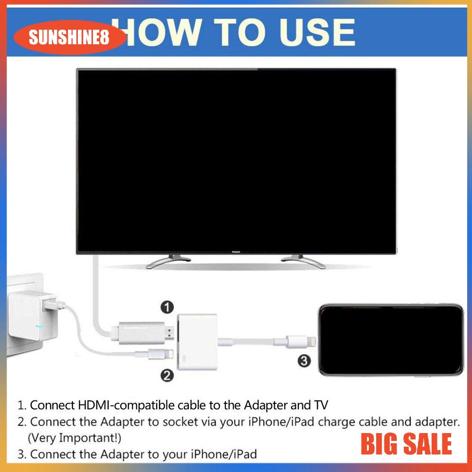 【SUN】Converter To HDMI-compatible Adapter For IPad To HDMI-compatible Phone