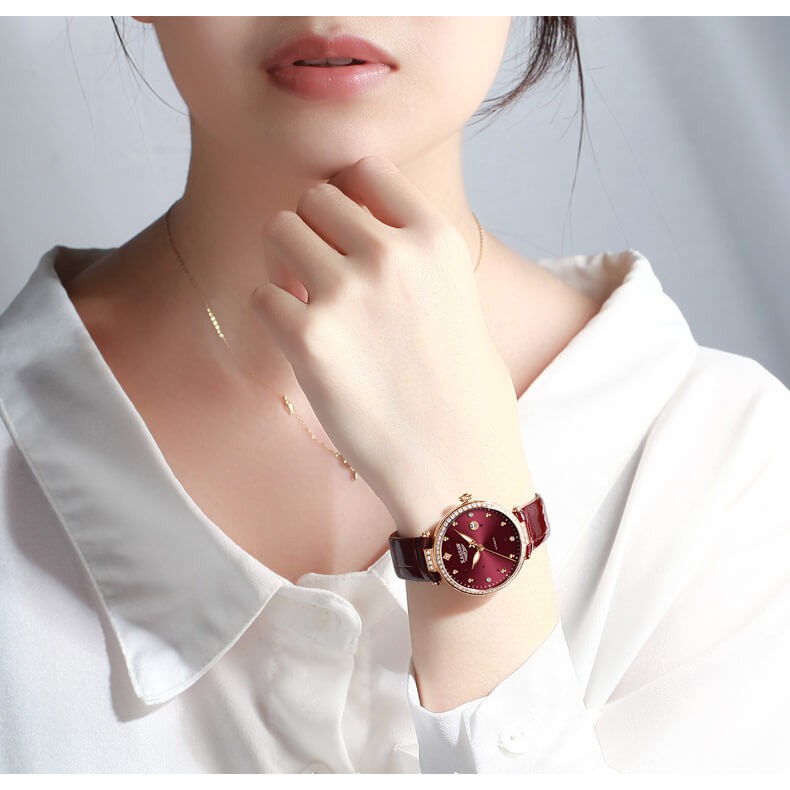 Đồng hồ nữ chính hãng KASSAW K885-1 Kính sapphire ,chống xước,Chống nước 50m ,BH 24 tháng,Máy cơ (Automatic) ,dây da xịn