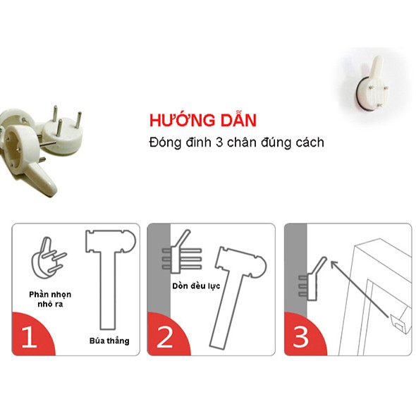 Đinh 3 Chân, Đinh Đóng Tường treo ảnh vật dụng tiện ích không cần khoan