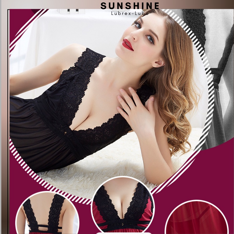 Váy ngủ bigsize sexy gợi cảm 2 dây xuyên thấu SUNSHINE LUBREXLUBO-HB1115