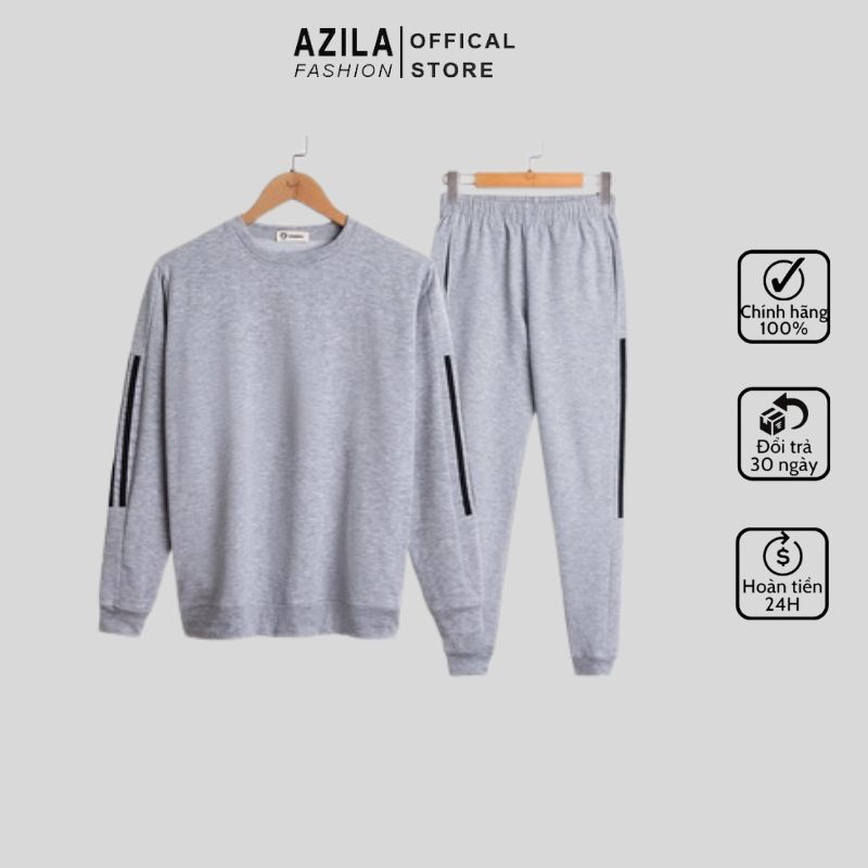 Bộ Nỉ Nam Azila - Bộ Thể Thao Nam Cổ Tròn Chất Nỉ Da Cá Hàn Mềm Mịn Co Dãn
