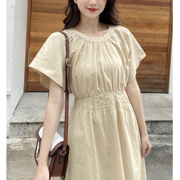 MSD004 Đầm Namyn Chiết Eo Váy Cổ Xếp Ly Váy Xinh Xắn Phong Cách Hàn Quốc Nữ Tính Tay Đơn Giản Sang Trọng | BigBuy360 - bigbuy360.vn