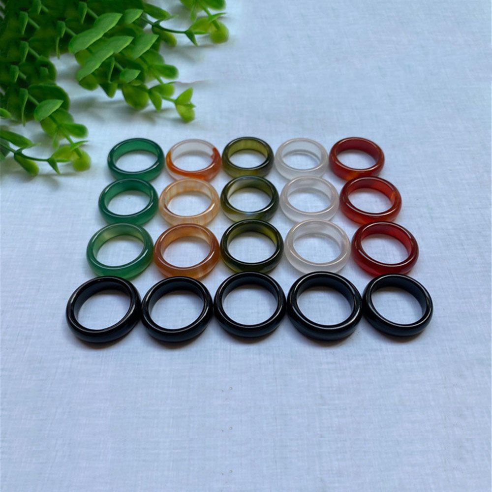 [Ready Stock] Nhẫn mã não màu xanh lá/ đen nhiều màu sắc thời trang unisex