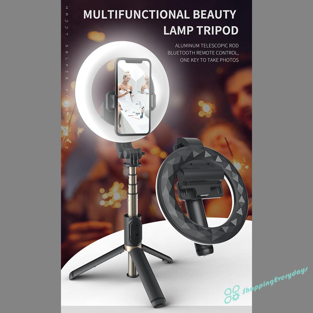 sv  Q07 Bluetooth Selfie Stick with 6 inch LED Ring Light for iOS Android Phone