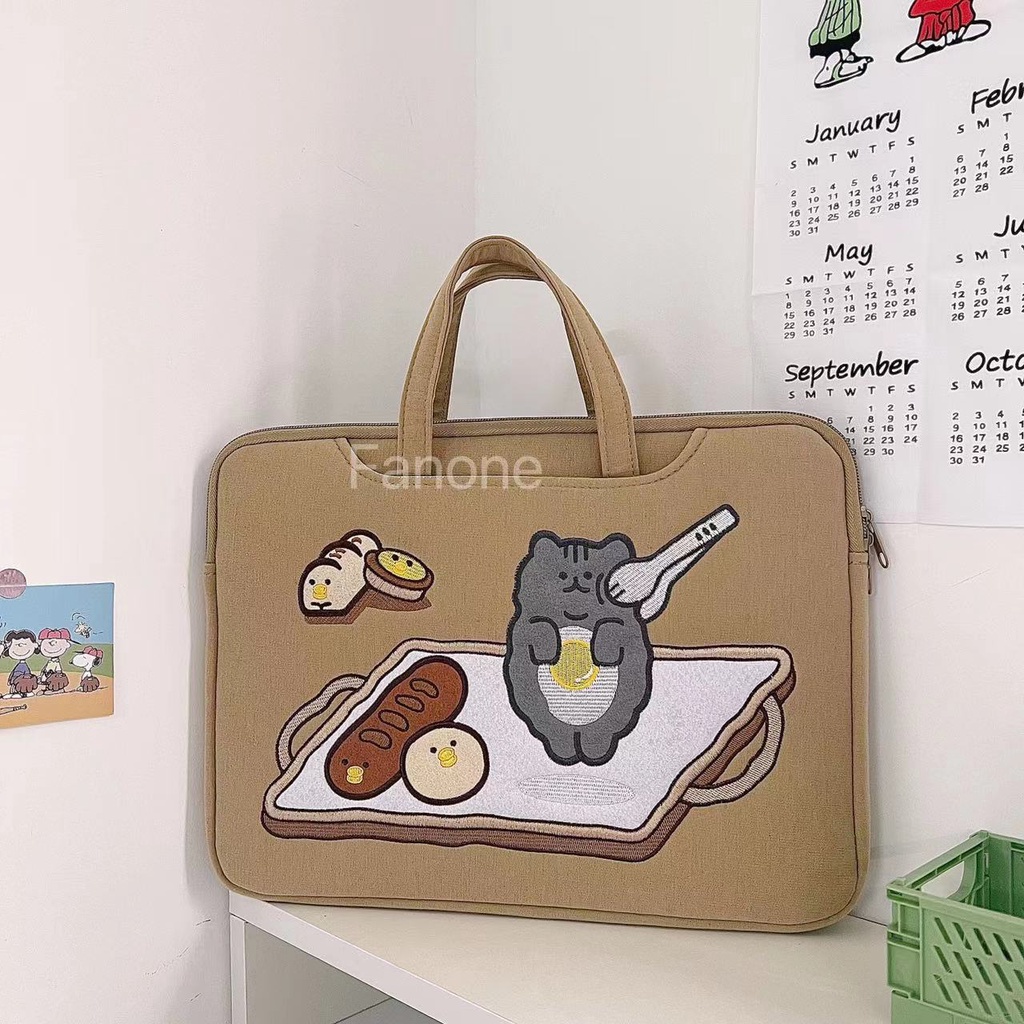 Túi đựng laptop chống sốc thêu họa tiết dễ thương kích thước 13.3 14 15.6 inch