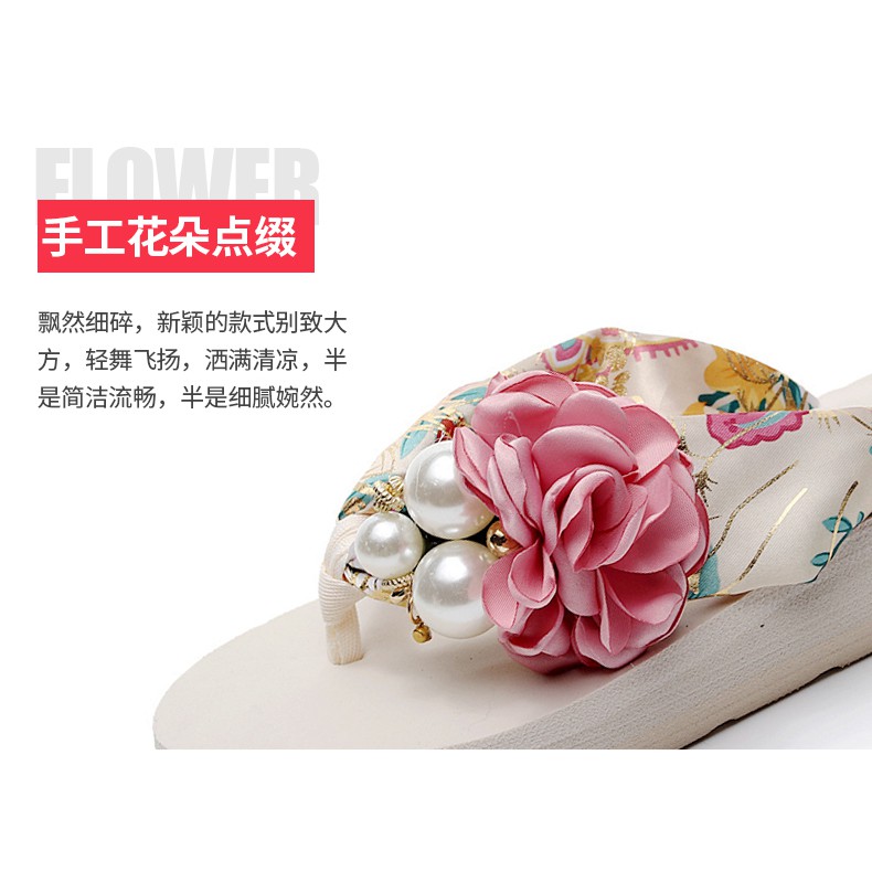 Dép Xỏ Ngón Đế Dày Đính Hoa Thời Trang Hàn Quốc Dành Cho Nữ Size 36-42