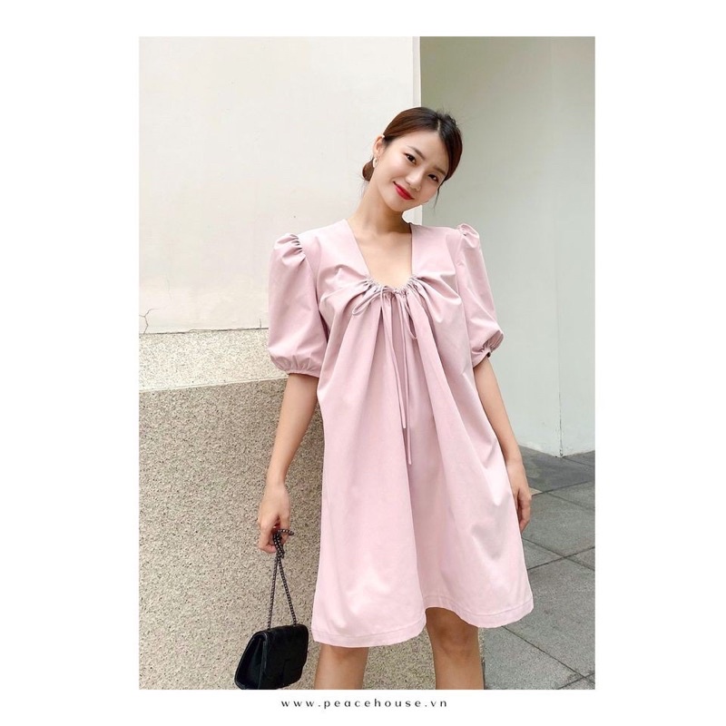 Đầm kaki rút dây