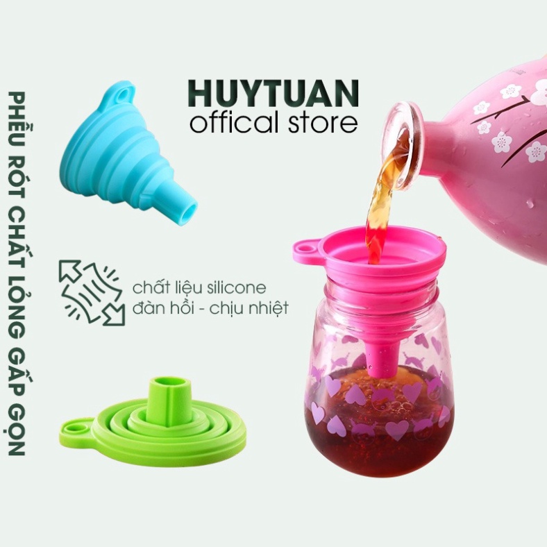 Phễu gấp gọn nhỏ xinh chất liệu silicon chịu nhiệt tốt.