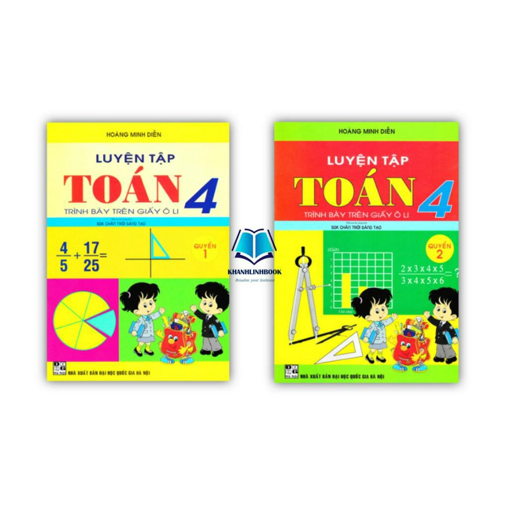 Sách - Combo Luyện Tập Toán 4 Quyển 1 + 2 Trình Bày Trên Giấy Ô Li (Bộ Sách Chân Trời Sáng Tạo) (HA)
