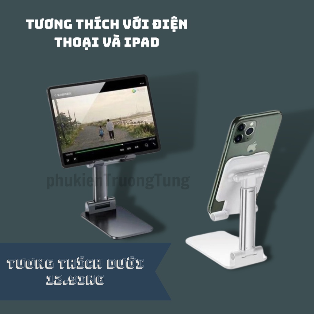 Giá đỡ điện thoại để bàn gấp gọn thông minh, góc xoay 360 độ phù hợp mọi dòng điện thoại, ipad