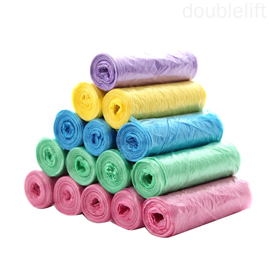 Set 5 Cuộn Túi Đựng Rác Dùng Một Lần Bằng Nhựa Màu Sắc Ngẫu Nhiên Tiện Dụng Cho Nhà Tắm