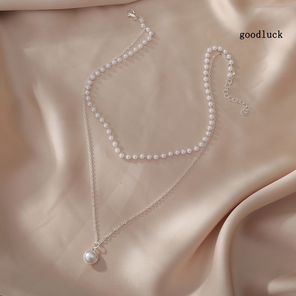 Vòng cổ Hai Lớp Hợp Kim Đính Ngọc Trai Giả Thanh Lịch Dành Cho Nữ