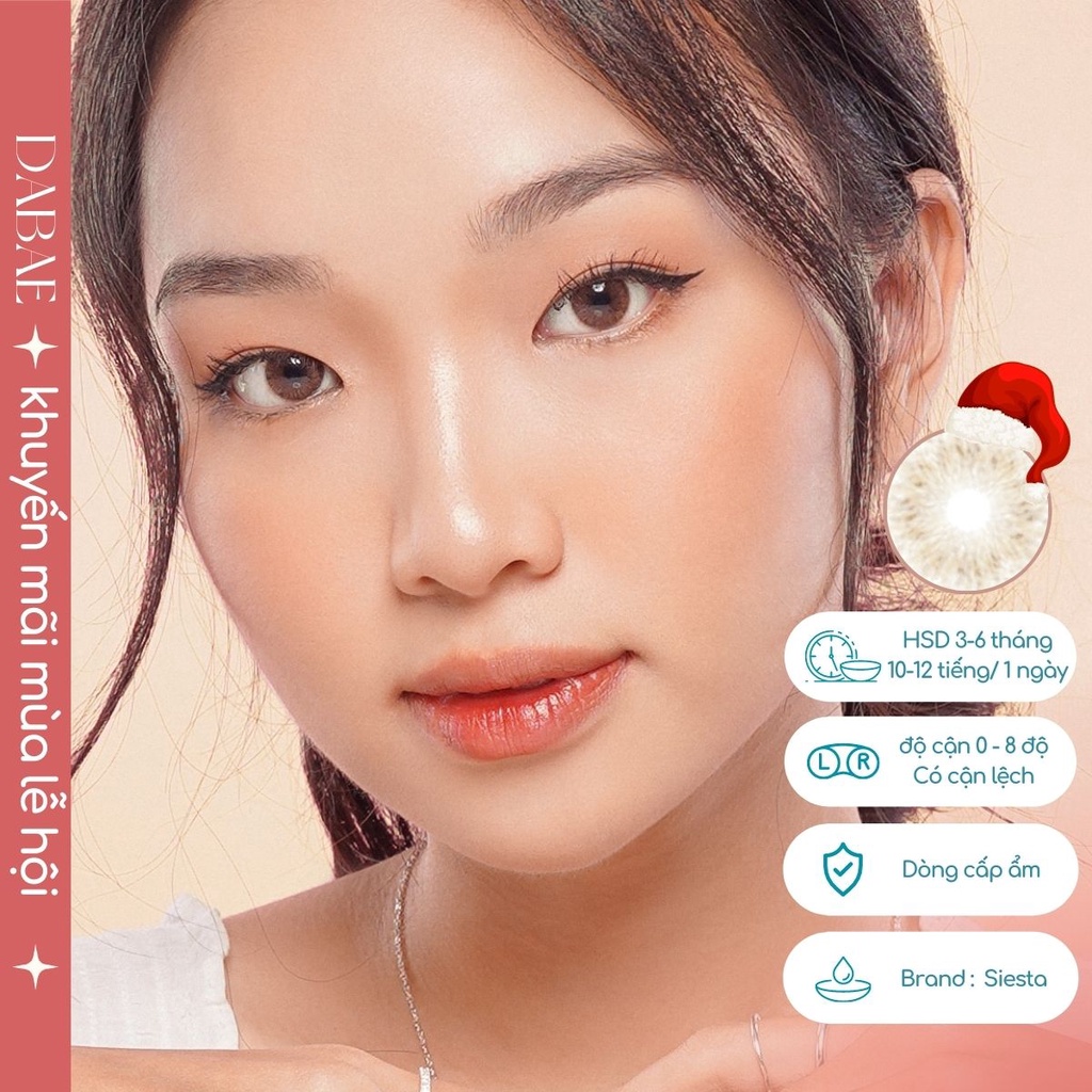 hãng Siesta IRIS HAZEL kính áp tròng  Hàn Quốc lens nâu tự nhiên không viền chất liệu PC Hydrogel cao cấp có độ cận