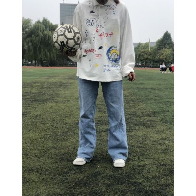 Áo polo dài tay họa tiết đáng yêu