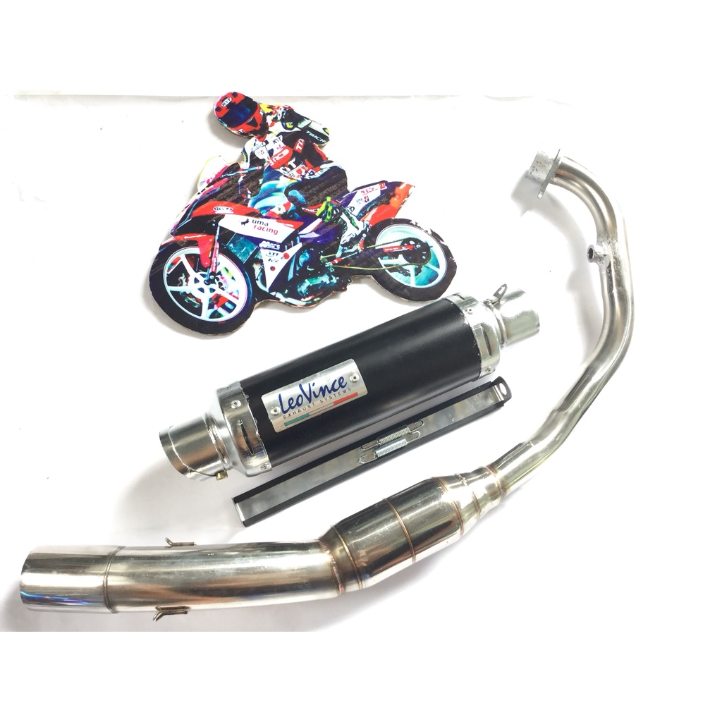 Pô leovince ĐEN cả cổ bầu hơi inox exicter, winer, sonic, raider, satria, gsx, fz, tfx, cbr, r15,...