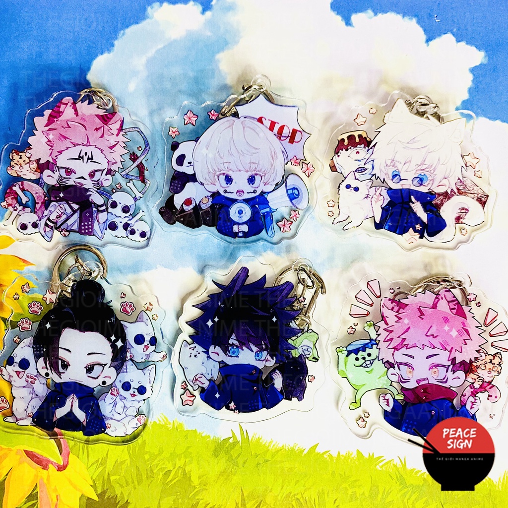 (Mica trong acrylic) Móc khóa JUJUTSU KAISEN ver TAI THÚ PET anime chibi Chú Thuật Hồi Chiến