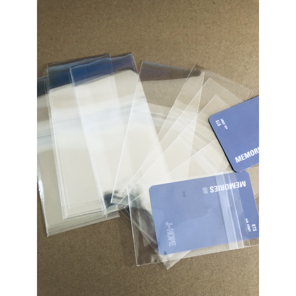 Xấp 100 cái bọc thẻ bài CÓ DÁN, sleeve USLEEVES có dán 5.7x9cm, 6.1x9cm đựng thẻ bài, card idol, double sleeves