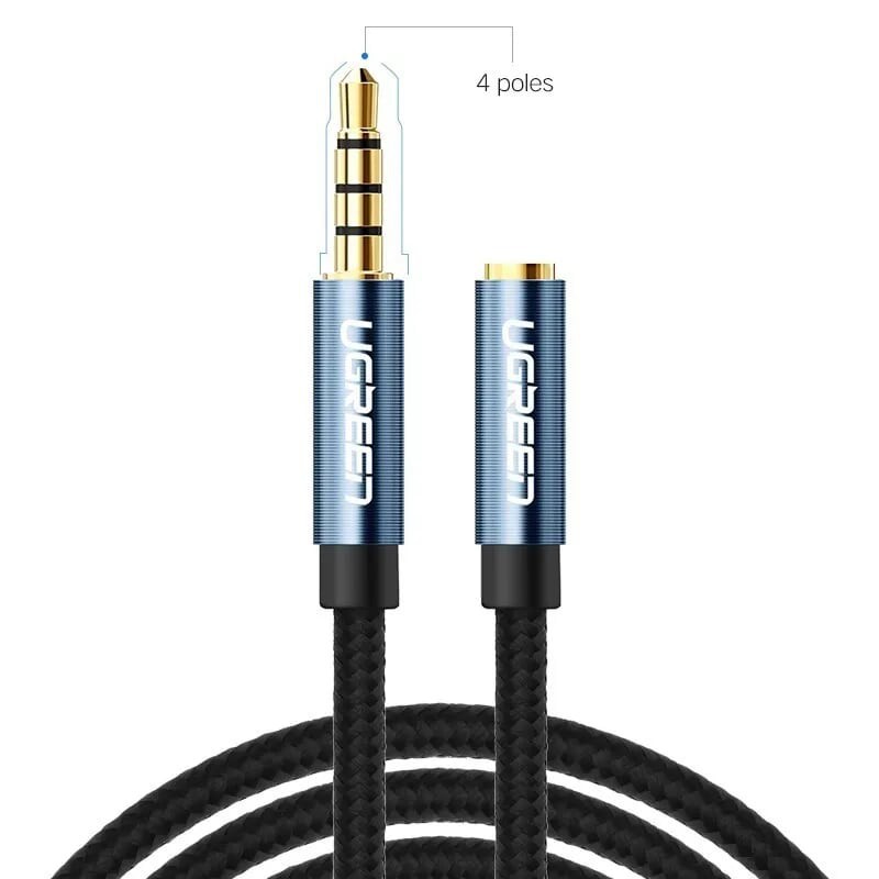 Cáp âm thanh 3.5mm 4 nấc TRRS nối dài 1 mét 1.5 mét Ugreen - Cáp nối dài dây tai nghe cả micro và audio