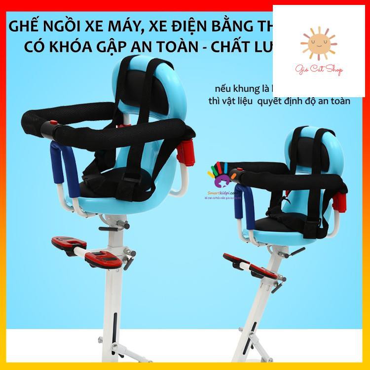 SIÊU AN TOÀN CHO BÉ- Ghế ngồi xe máy, xe điện gấp gọn tặng xếp hình gỗ cho trẻ