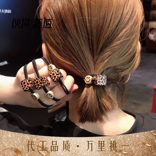 Băng đô cài tóc họa tiết da báo mặt cười phong cách Hàn Quốc