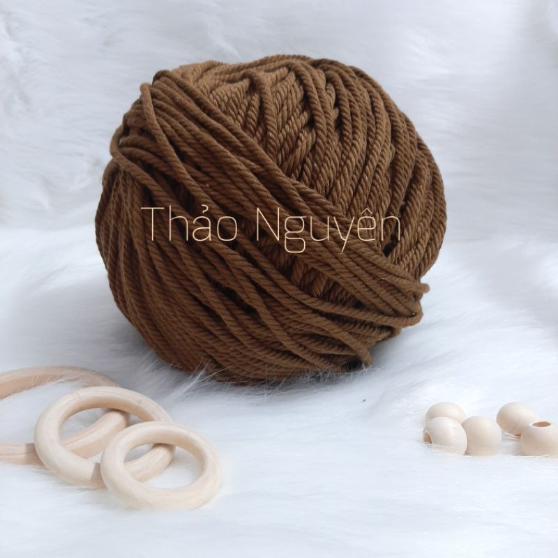 Dây thừng se macrame, dây cotton màu NÂU TÂY.