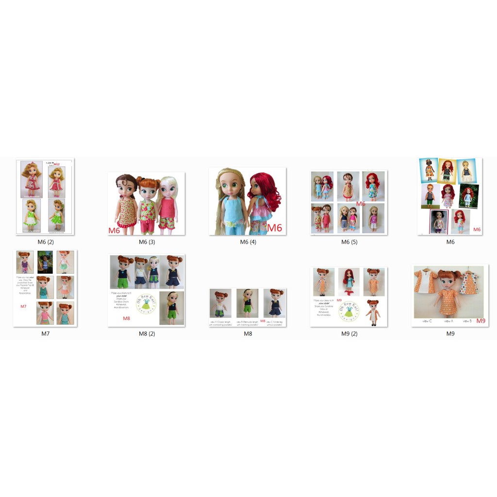 Combo 13 rập quần áo búp bê ani