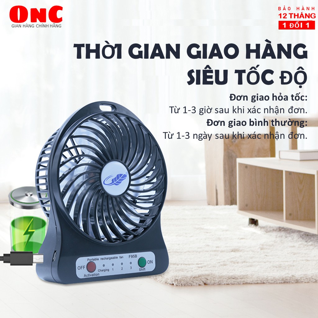 Quạt mini ONC Storm 3500mAh tích điện cầm tay, để bàn hàng chính hãng - Bảo hành 12 tháng | BigBuy360 - bigbuy360.vn