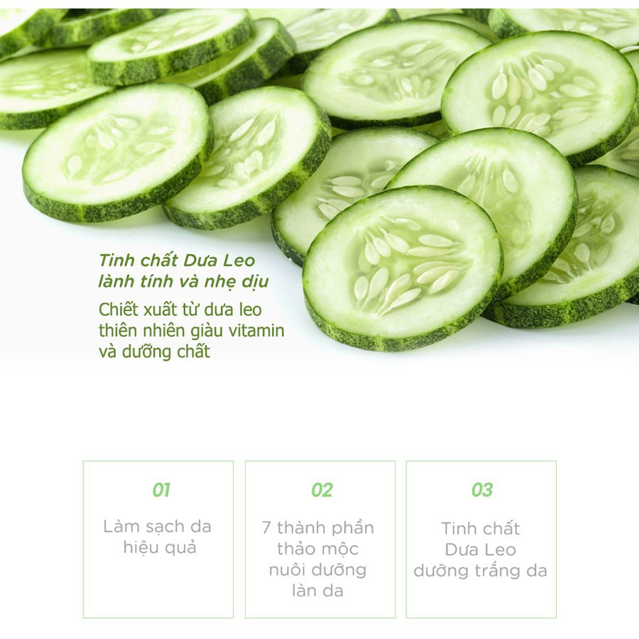 Sữa rửa mặt Dưa Leo VACCI Cho Da Khô Làm Sạch Sâu Trắng Da 100ml