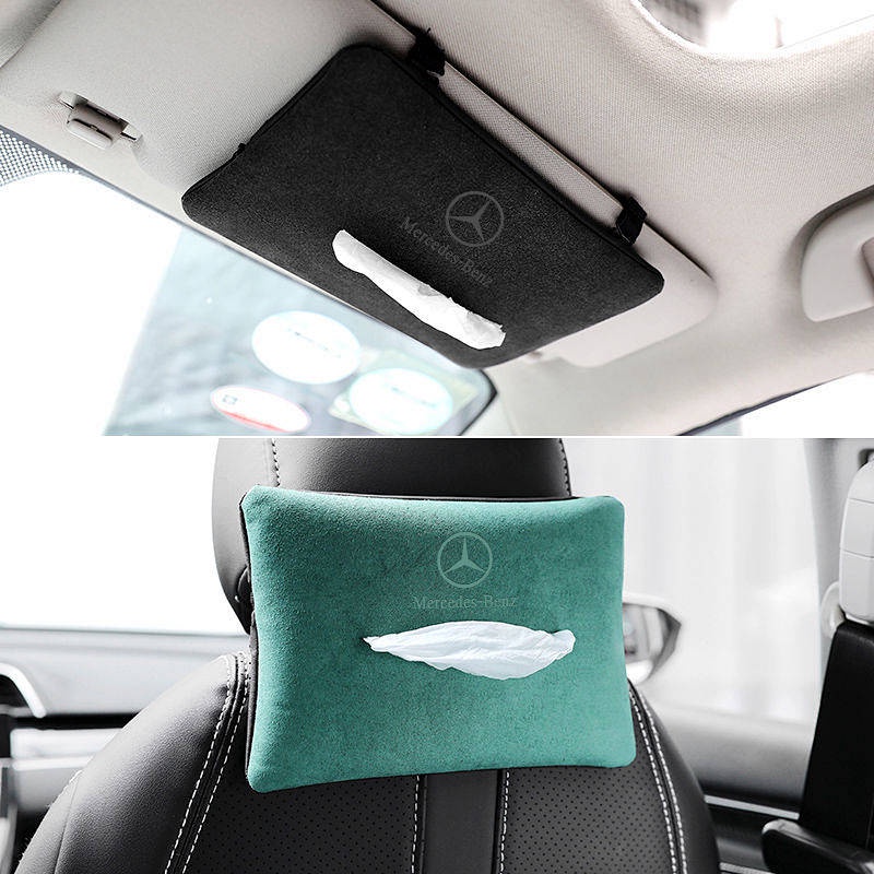 Mercedes-Benz Car Tissue Box Suede Car Tissue Box Hanging Car Sun Visor Armrest Box Tissue Box Bag Auto department store supplies