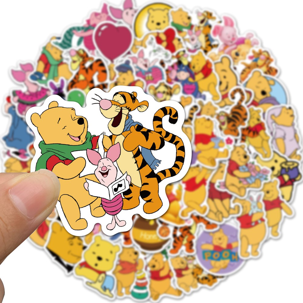 Set 50 Miếng Dán Hình Gấu Pooh Dễ Thương Dùng Để Trang Trí Xe Ô Tô / Laptop thuuhaa1904