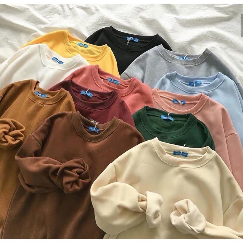 Áo SWEATER NỈ Trơn 8 Màu Ulzzang Unisex SAMSAM4896
