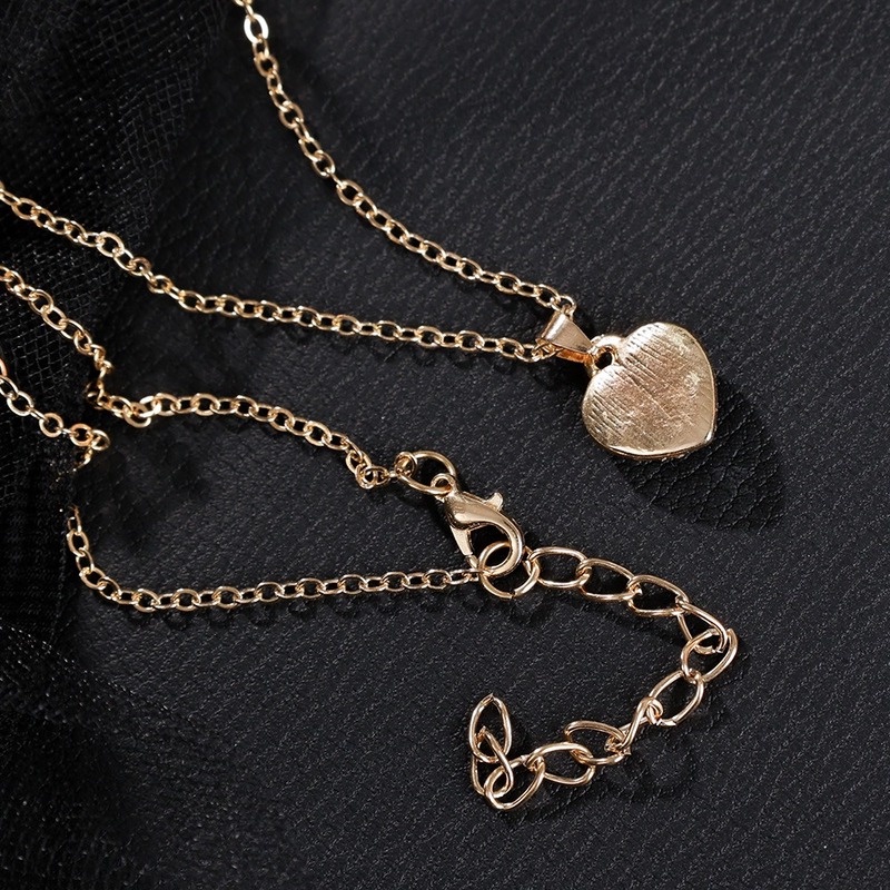 1 Vòng cổ Mặt Trái Tim Đính Đá Opal Phong Cách Hàn Quốc Tinh Tế Cho Nữ