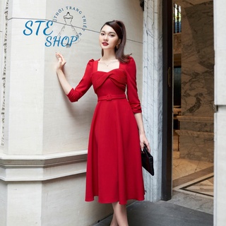Đầm váy công sở dáng xoè,chất liệu co giãn, đầm thiết kế che bụng, Ste shop