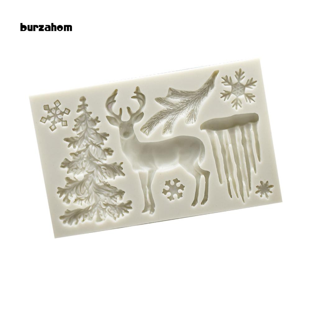 Khuôn silicone kiểu dáng giáng sinh độc đáo dùng để làm bánh tiện lợi 11.8cm x 7.5cm x 1.1cm