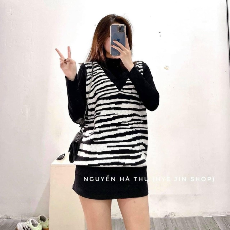 [ CÓ ẢNH THẬT + VIDEO TỰ QUAY ] Áo Gile Vằn Trắng Chất Len Dày Dặn Mix Đồ Lên From Cực Xinh Nha Hàng  QC L1 | BigBuy360 - bigbuy360.vn