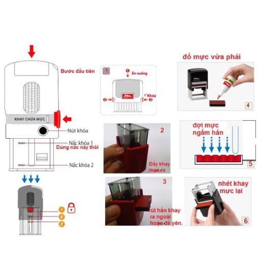 Con dấu ngày tháng năm_NSX_HSD_bộ dấu ghép chữ và số GỒM 256 KÝ TỰ hiệu SHINY S882_có mực sẵn đóng lên giấy