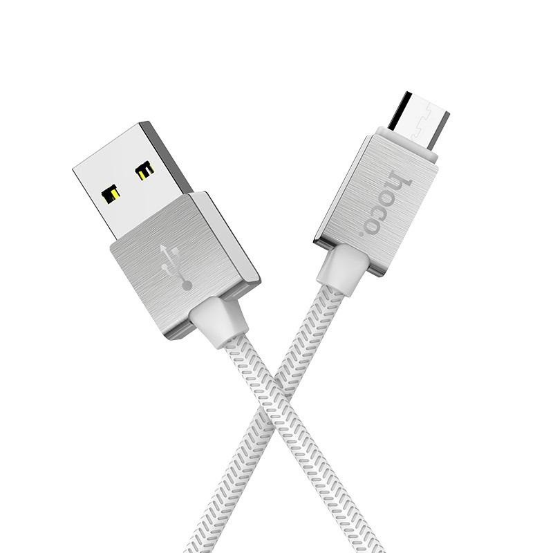 Cáp sạc nhanh và truyền dữ liệu cổng microUSB Hoco U49 Refined steel QC3.0 dài 1.2M Max 2.4A
