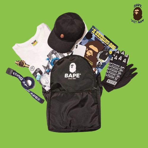 [Best Quality] Balo A Bathing Ape, Bape Backpack SS2019 chất liệu Canvas chống nước, Màu đen BapeVN