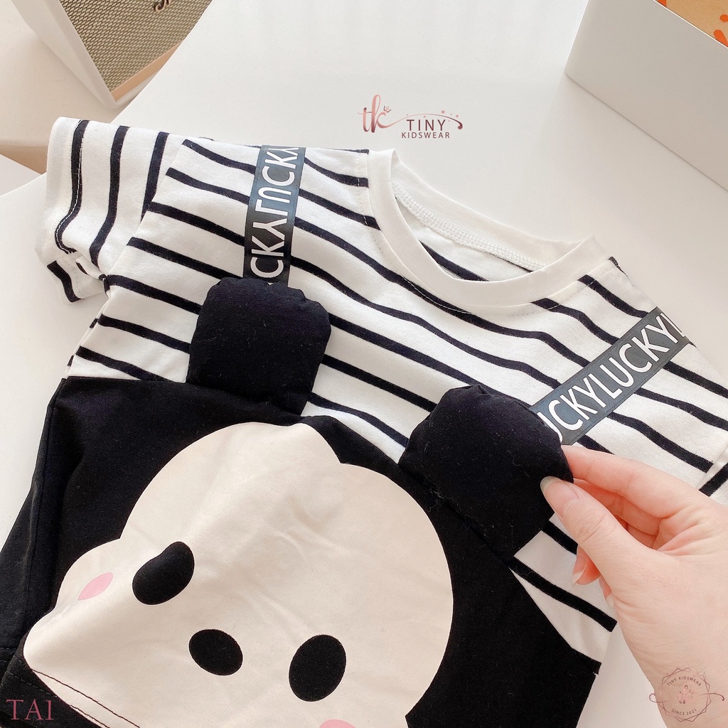 Áo phông hoạt hình ngắn tay cổ tròn chất cotton cho bé trai từ 11-17kg [TA1]