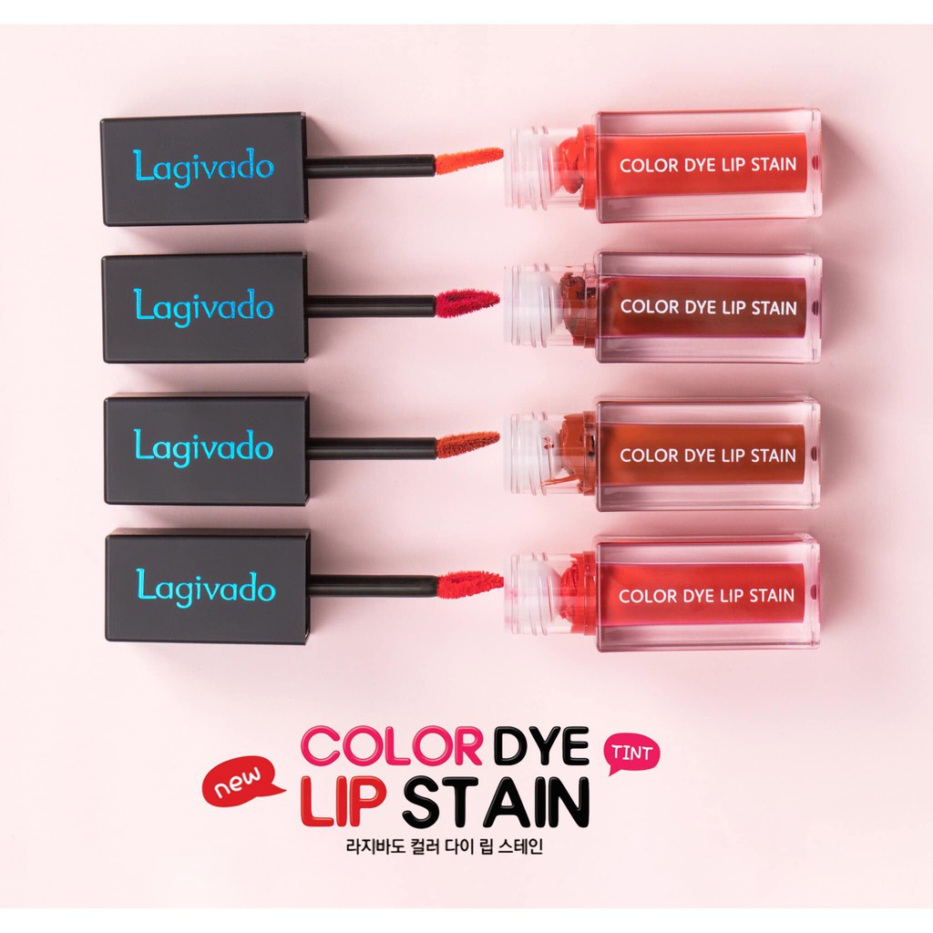 Set son trang điểm Hàn Quốc gồm son kem lì Lagivado Color Dye Lip Stain và son dưỡng không màu Lush Therapy Lip Essence