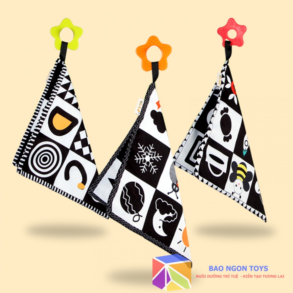 TRANH VẢI TRẮNG ĐEN, ĐA MÀU SẮC GIÚP KÍCH THÍCH THỊ GIÁC VÀ VẬN ĐỘNG TINH CHO BÉ TỪ 0 THÁNG - BAO NGON TOYS