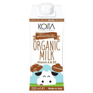 Sữa bò hữu cơ vị socola ít béo Koita (200ml)