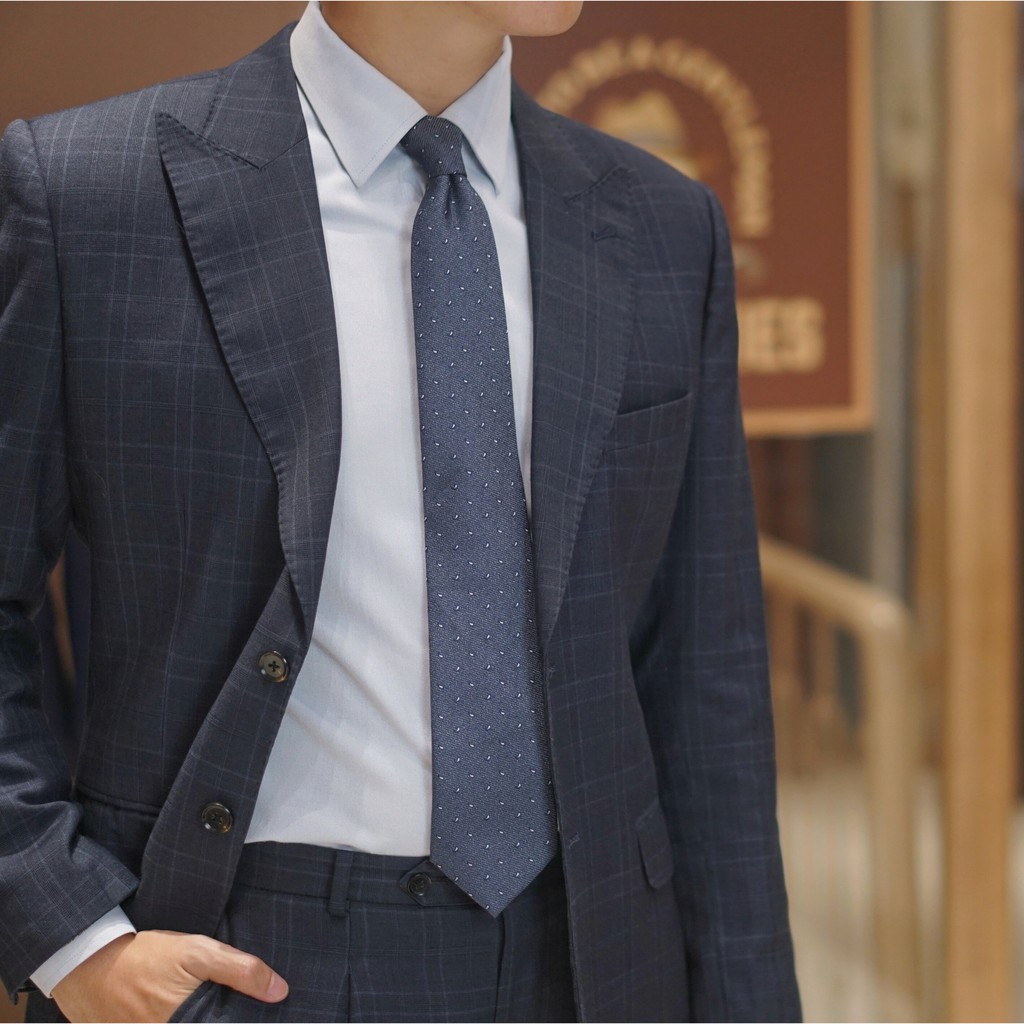 Cà vạt nam ghi xám chấm đen trắng The Dimple Accessories ST54