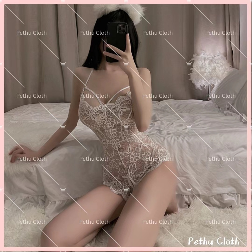 （Q1,HCM) Váy ngủ sexyBodysuit 2 dây xẻ ngực váy ngủ jum xẻ quyến rũ với tinh khôi 40-60kg--016