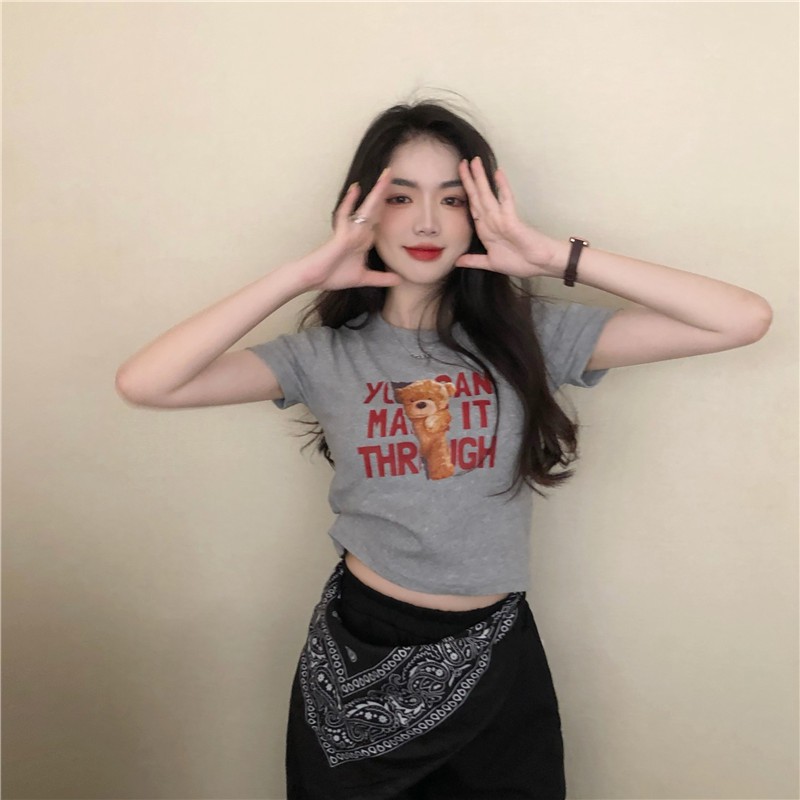 Áo Croptop In Hình Gấu Hoạt Hình Phong Cách Hàn Quốc Cho Nữ | BigBuy360 - bigbuy360.vn