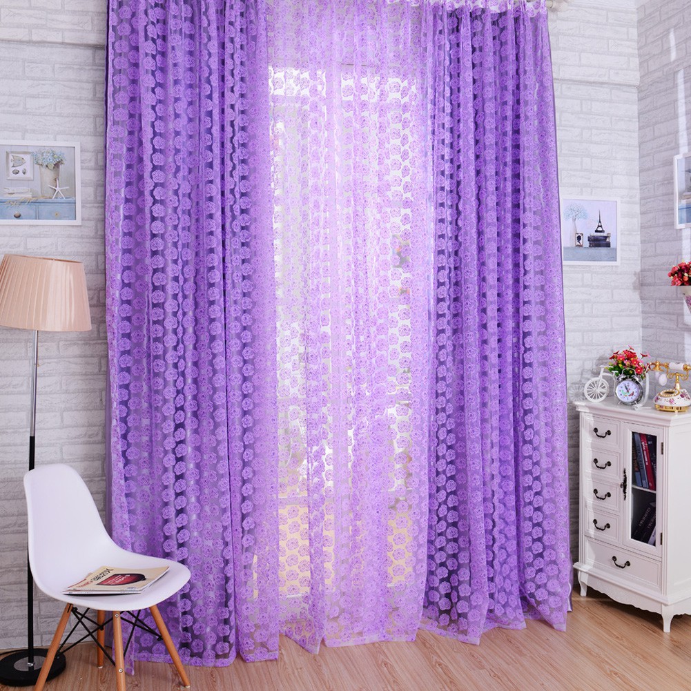 Màn cửa vải voan nhiều màu kích thước 200cm x 100cm dành cho trang trí nhà